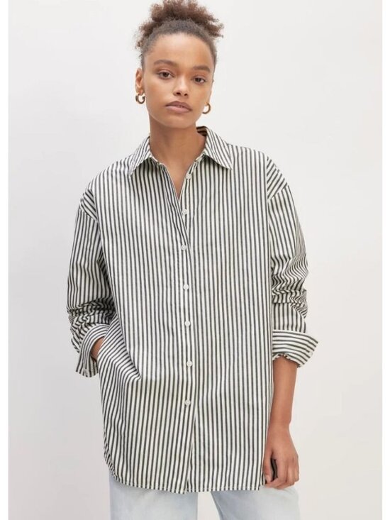 Everlane Tops - Everlane The Supima Cotton Boyfriend Shirt Women's Size XXS White & Black NWT!
